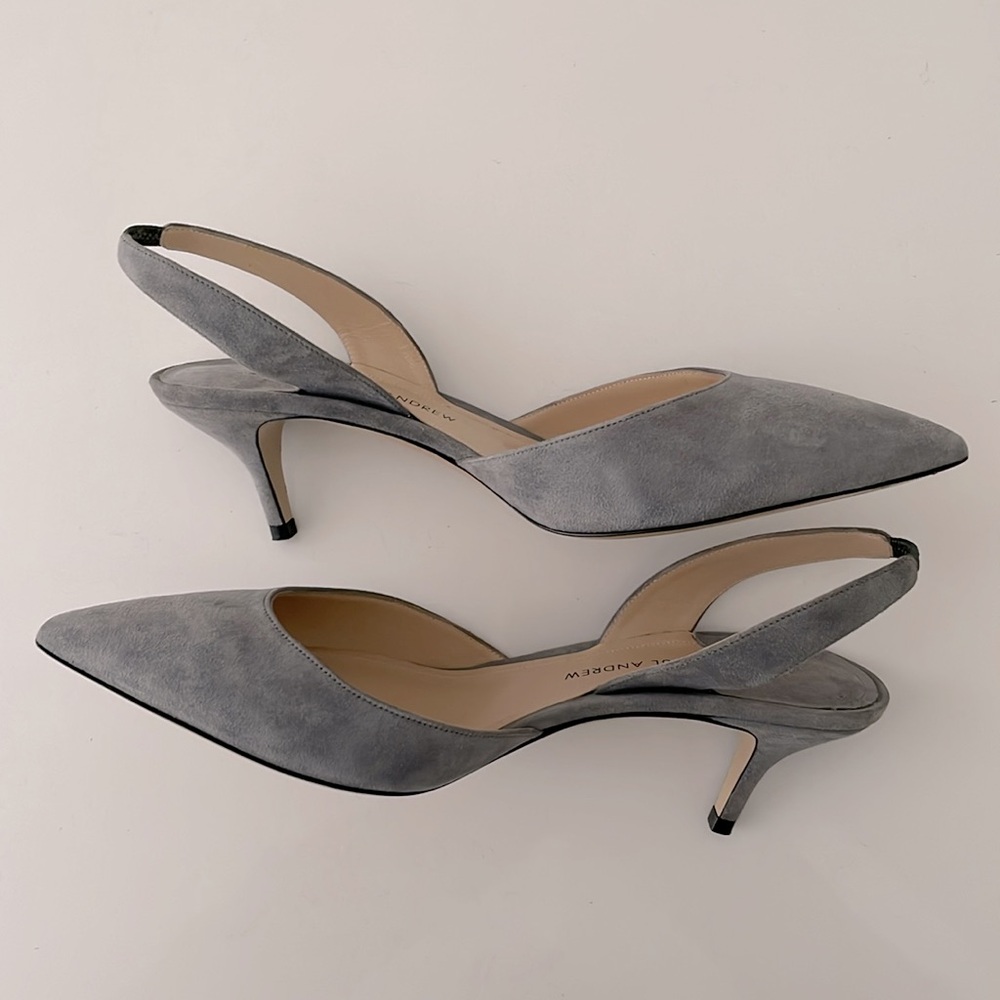 Paul Andrew Light Grey Suede Kitten heel Slingback - Picture 6 of 16